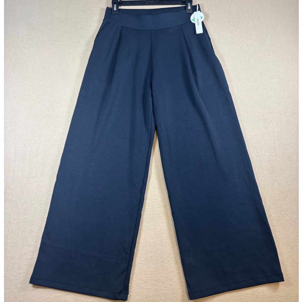 Ododos Womens Black Wide Leg Pleated Lounge Pants High Waist Size Small NWT